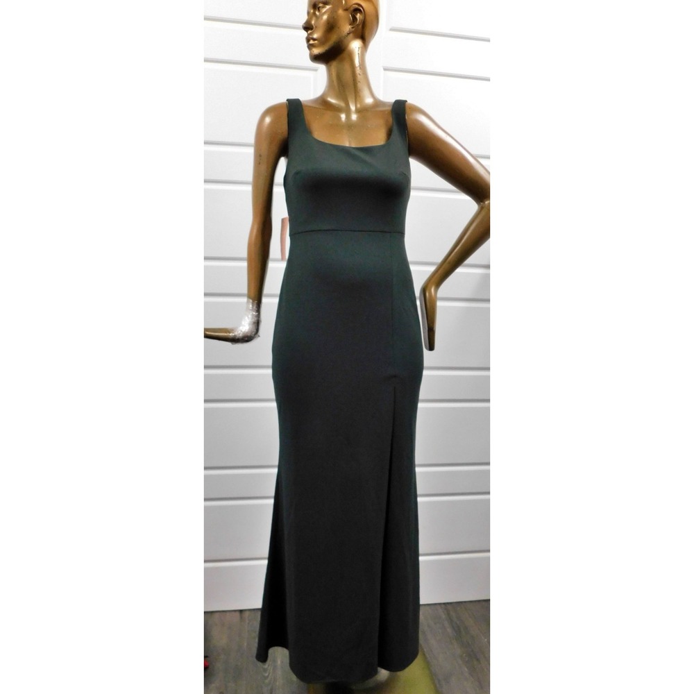 New BHLDN Ashlynn Square-Neck Crepe‎ Side-Slit Gown, Green Size 6 NWT